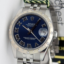 Rolex Datejust Lady 31mm Blue Roman Gold & Steel 178344 Diamond Bezel