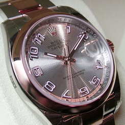MENS ROLEX DATEJUST 116201 SS/18K ROSE GOLD SILVER CONCENTRIC DIAL OYSTER - NEW