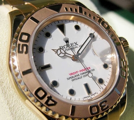 Rolex YACHTMASTER 16628 Mens 18K Yellow Gold Time Lapse Bezel White Dial 40MM