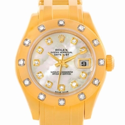Rolex Pearlmaster Yellow Gold Mother Of Pearl Diamond Watch 80318 845960085311