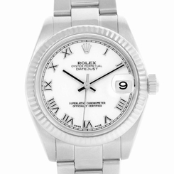 Rolex Datejust Midsize Steel 18k White Gold Automatic Watch 178274