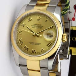 Rolex Datejust Yellow Gold & Steel Champagne Roman 116203 Oyster - WATCH CHEST
