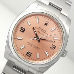 BRAND NEW MENS SS ROLEX AIRKING PINK ARABIC DIAL 114200 OYSTER BRACELET WOW