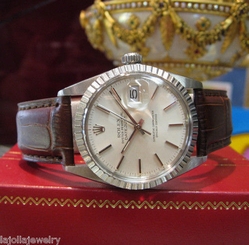 MENS ROLEX OYSTER PERPETUAL DATEJUST STAINLESS STEEL SILVER FACE WATCH