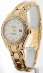 Rolex Datejust Pearlmaster 80298 A 18K Yellow Gold MOP & Diamond Watch Box/Paper