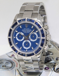  Rolex Daytona Chronograph Steel Blue Dial Sapphire Bezel Mens Watch 116520