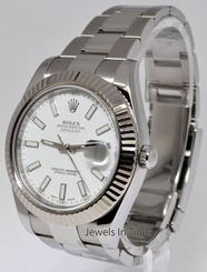 Rolex Datejust II Steel & 18k White Gold Bezel Mens Watch Box/Papers 2014 116334 683498458203