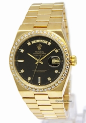 Rolex OysterQuartz Day-Date 18k Gold Original Diamond Dial/Bezel Watch 19018N