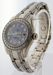 Rolex Pearlmaster 18k White Gold & Diamond Ladies Watch Box/Papers 69299