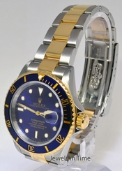 Rolex Submariner 18k Gold & Steel Mens Watch & Box Z Serial Number 16613
