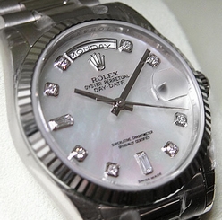MENS ROLEX DAY-DATE PRESIDENT 118239 18K WG WHITE MOP DIAMOND DIAL 36MM - NEW