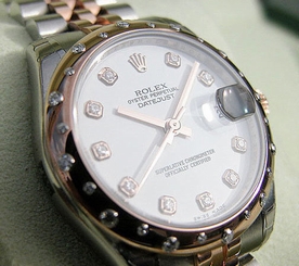 *NEW* ROLEX MIDSIZE SS/18K PINK GOLD WHITE DIAMOND DATEJUST MODEL #178341