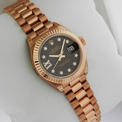 ROLEX Datejust 28mm 279175 Rose Gold chocolate Diamond President Ret: $28,350