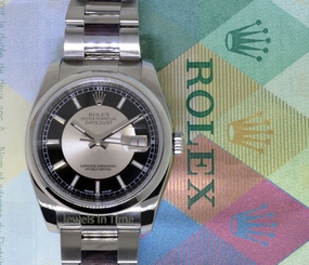 Rolex Datejust Steel Mens Automatic Watch & Papers Bullseye Dial 116200