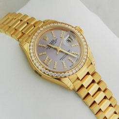 ROLEX Datejust 28mm Yellow Gold 279138 Lilac Dial Diamond President Ret: $38,000