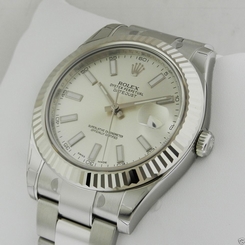 ROLEX MENS DATEJUST II SILVER 18K GOLD AUTOMATIC SWISS 41mm WATCH 116334 R:$9100 683498458203