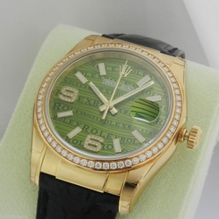 Rolex Datejust 116188 18K Yellow Gold 36mm Diamond Bezel Green Dial Ret: $31,950