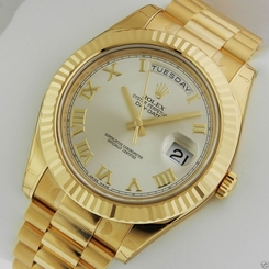 Rolex Day-Date II President 41mm 218238 Silver Roman Dial Brand NEW Ret: $34,850