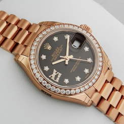 ROLEX Datejust 28mm Rose Gold 279135RBR Chocolate Diamond President Ret: $38,100