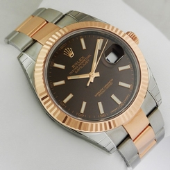  Rolex DATEJUST Oyster 41 Rose Gold & Steel 126331 Chocolate Retail: $12,400