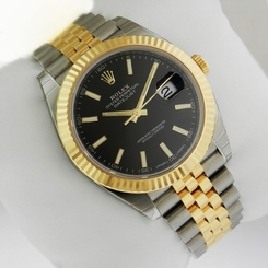 Rolex DATEJUST 41 Yellow Gold & Steel 126333 Black Stick Jubilee Ret: $12,700