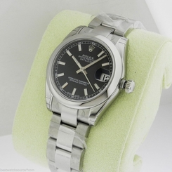 Rolex 178240 31mm Datejust Steel Black Index Oyster COMPLETE Retail: $6,200