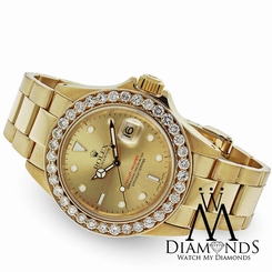 Diamond Rolex Yacht-Master 18K Yellow Gold Champagne Dial with diamond bezel