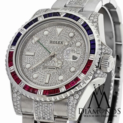 Men's Origianl Rolex Watch GMT-Master II 116710 with Custom Genuine Diamonds
