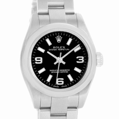 Rolex Nondate Ladies Black Dial Oyster Bracelet Watch 176200