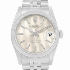 Rolex Midsize Datejust Steel Silver Tapestry Dial Ladies Watch 68240