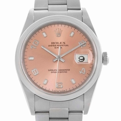 Rolex Date Mens Salmon Dial Stainless Steel Automatic Watch 15200