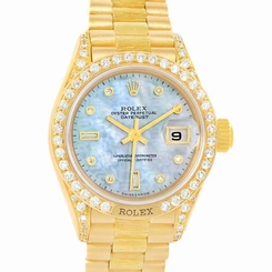 Rolex Datejust President Crown Collection Yellow Gold Diamond Watch 69158
