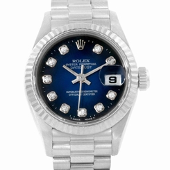 Fake AAA  Rolex President Datejust White Gold Vignette Diamond Dial Watch 69179 Watch