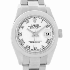 Rolex Datejust White Roman Dial Stainless Steel Ladies Watch 179160