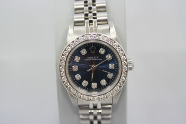 ROLEX OYSTER PERPETUAL 26MM STAINLESS STEEL DIAMOND ENCRUSTED WATCH  REF:76080