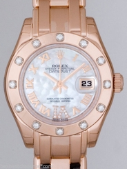 Rolex Pearlmaster AUTHENTIC Pink Gold MOP White Diamond Ladies 80315 Ret:$35,550