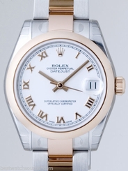 ROLEX Datejust 31mm Steel and Rose Gold White Roman Dial 178241 wro Ret: $9,350