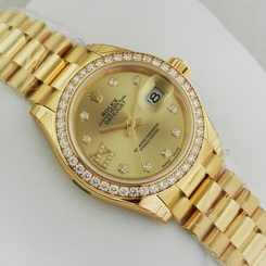 ROLEX Datejust 28mm Yellow Gold 279138 Champagne Diamond President Ret: $35,800