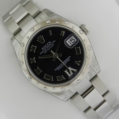 Rolex Datejust 178344 Purple Dial Diamond Bezel Oyster B&P UNWORN Ret: $12,150