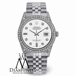 Diamond Rolex Datejust 36mm White Diamond Dial Stainless Steel Jubilee Bracelet
