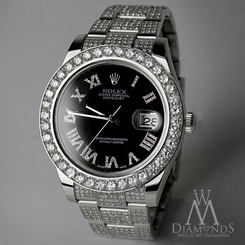Diamond ROLEX Watch Datejust II 41mm black diamond dial with roman numerals 845960034548