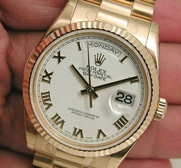 Rolex DAY DATE President 118238 Mens Yellow Gold White Roman Dial 36MM