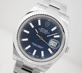 Rolex DATEJUST 2 116334 Mens Steel & White Gold Fluted Blue Index Dial 41MM 683498458203