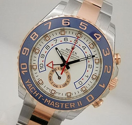  Rolex YACHTMASTER 2 116681 Mens Steel & Pink Gold Blue Ceramic Bezel 44MM