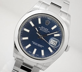Rolex DATEJUST II 116300 Mens Stainless Steel Blue Stick Dial Smooth Bezel 41MM 845960034548