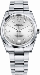 114200 ROLEX OYSTER PERPETUAL 34 NEW & AUTHENTIC MENS SILVER DIAL WATCH