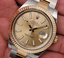 Rolex DATEJUST II 116333 Mens Steel & Yellow Gold Champagne Stick Dial 41MM 845960002370