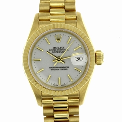 Rolex Ladies Datejust President 18k Solid Yellow Gold 69178 Quick Set Box White