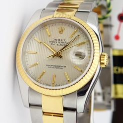  Rolex Datejust Yellow Gold Steel Silver Tapestry 116233 Oyster WATCH CHEST