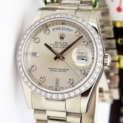 Rolex Day Date President White Gold Silver Dial Diamond Bezel 118239 WATCH CHEST